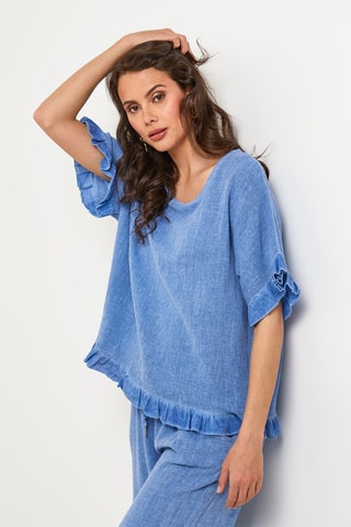 Top in lino - Blu