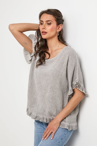 Top in lino - Taupe