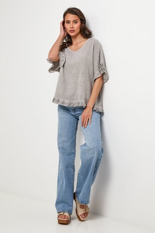 Top in lino - Taupe
