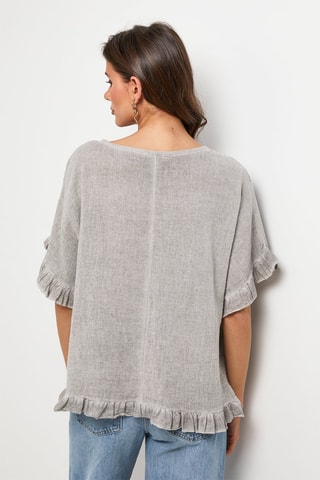 Top in lino - Taupe