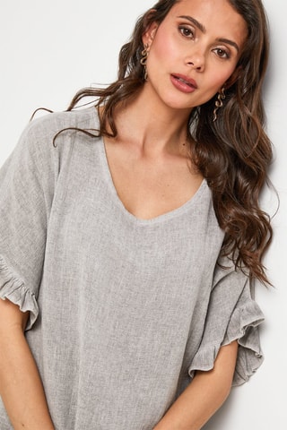 Top in lino - Taupe