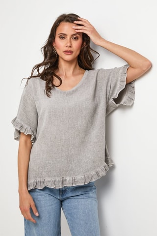 Top in lino - Taupe