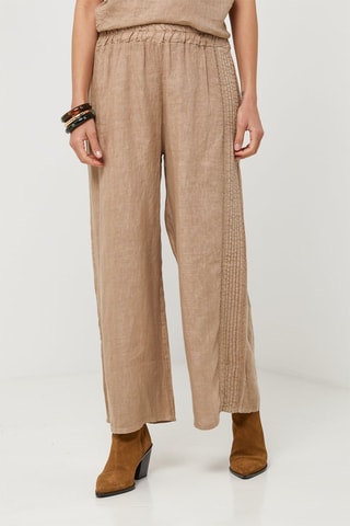 Pantaloni in lino - Cammello
