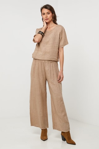 Pantaloni in lino - Cammello