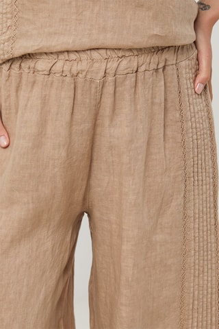 Pantaloni in lino - Cammello