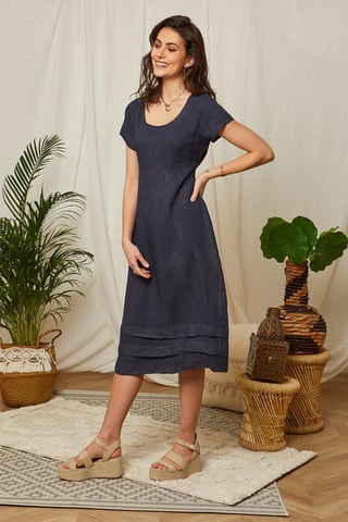 Abito lungo in lino - Navy