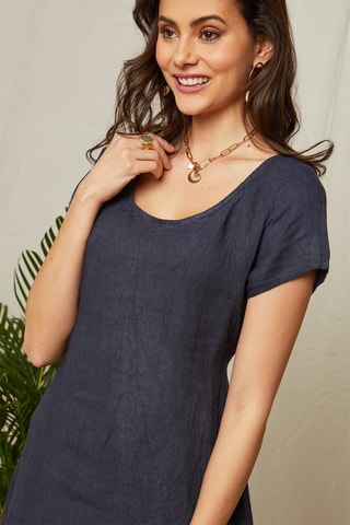 Abito lungo in lino - Navy