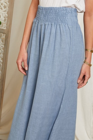 Pantaloni flare 100% lino - Indaco