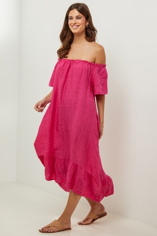 Abito 100% lino - Fucsia
