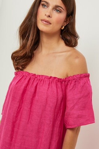 Abito 100% lino - Fucsia