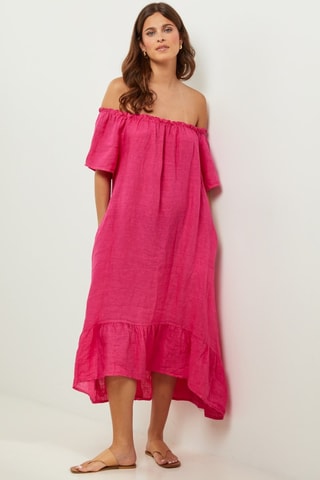 Abito 100% lino - Fucsia