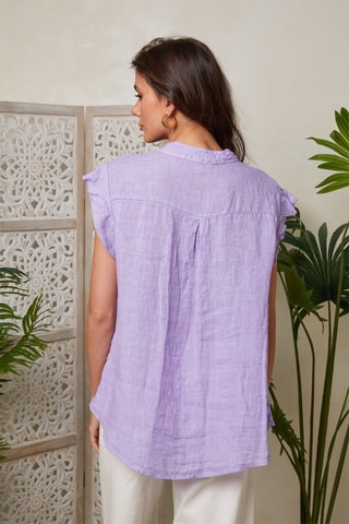 Camicia senza maniche in lino - Viola