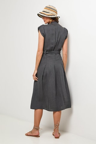 Abito a camicia in lino - Antracite
