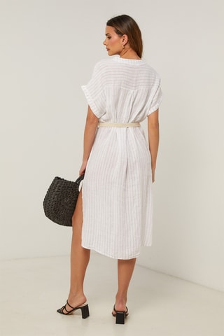 Abito a camicia in lino - Bianco