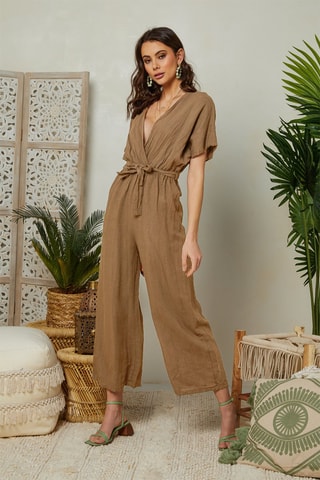 Tuta  in lino - Marrone