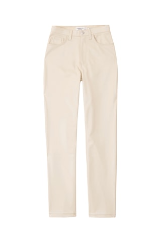 Broek Straight Hoge Taille - Crèmekleurig