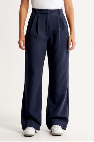 Broek Hoge Taille Wide Legs - Marineblauw