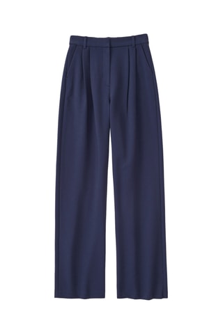 Broek Hoge Taille Wide Legs - Marineblauw