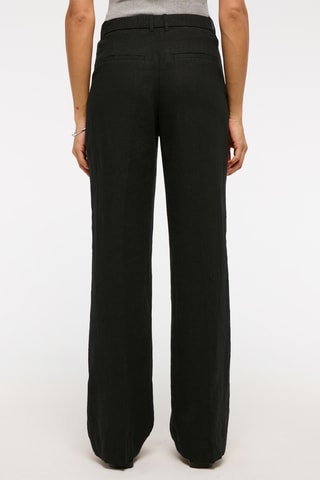 Linnen Broek Hoge Taille Wide Legs - Zwart