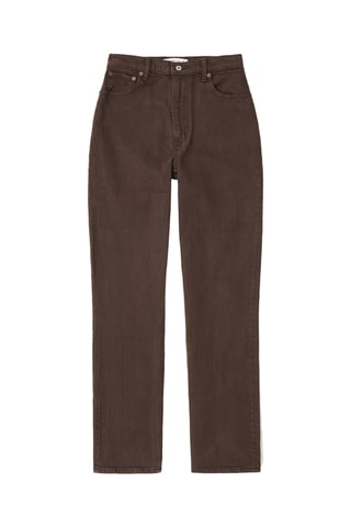 Jean straight hoge taille - Donkerbruin 