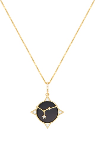 Colar Cancer Written In The Stars - Banhado a ouro amarelo e ónix