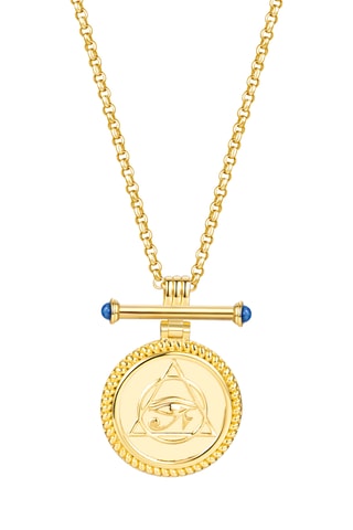 Colar I Am Protected Egypt - Banhado a ouro amarelo e lápis-lazúli
