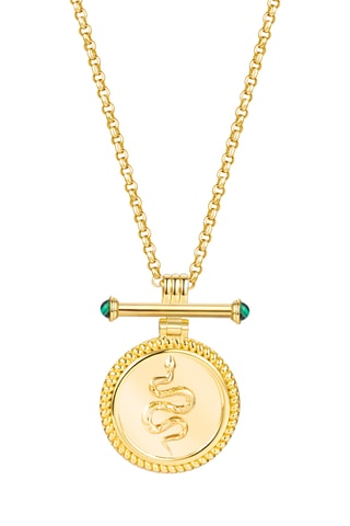 Colar I Am Truth Serpent - Banhado a ouro amarelo e malaquites