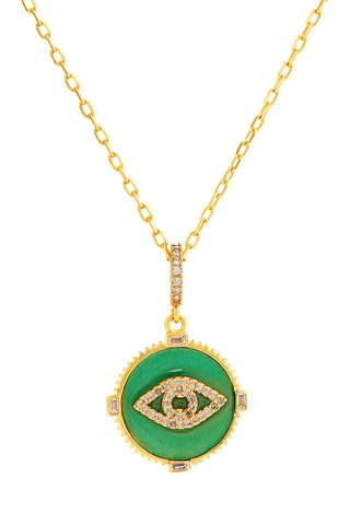 Colar I Am Protect - Banhado a ouro amarelo e aventurina