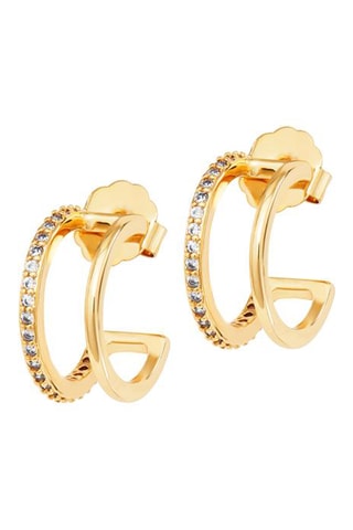 Brincos Double Glam - Banhado a ouro amarelo