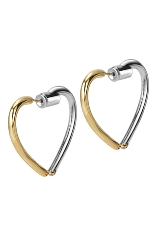 Argolas Two-Tone Heart - Banhado a ouro amarelo e banhado ouro branco