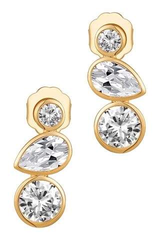 Brincos Triple CZ - Banhado a ouro amarelo