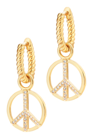 Argolas Peace Out - Banhado a ouro amarelo