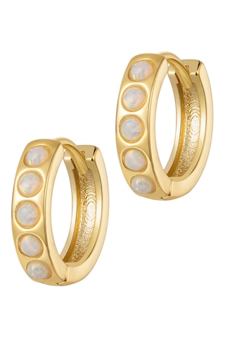 Argolas Full Moon Huggies - Banhado a ouro amarelo e pedra de lua