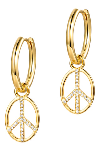 Argolas Peace Always - Banhado a ouro amarelo