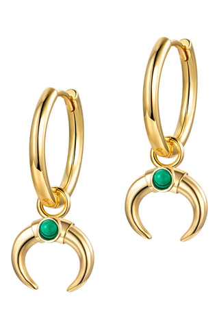 Argolas Mythical Horn - Banhado a ouro amarelo e malaquites