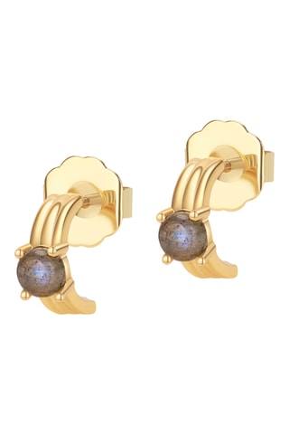 Argolas Over The Moon - Banhado a ouro amarelo e pedras de lua