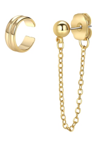 Brinco e earcuff The Perfect Stack - Banhado a ouro amarelo