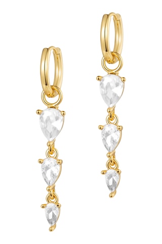 Argolas Dew Drops Dangle - Banhado a ouro amarelo