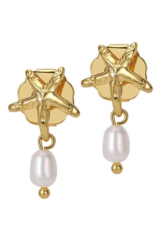 Brincos Starfish Pearl - Banhado a ouro amarelo