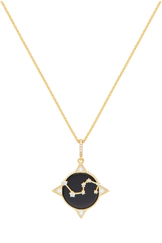 Collier Lion Written In The Stars - Plaqué or jaune et onyx