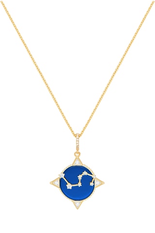 Collier Lion Written In The Stars - Plaqué or jaune et lapis-Lazuli