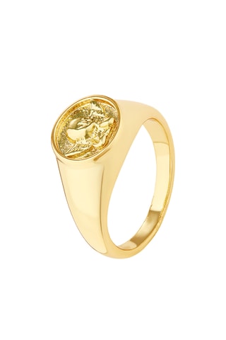 Anel Angel Coin Signet - Banhado a ouro amarelo