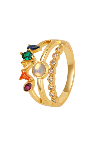 Anel Cosmic Rainbow - Banhado a ouro amarelo