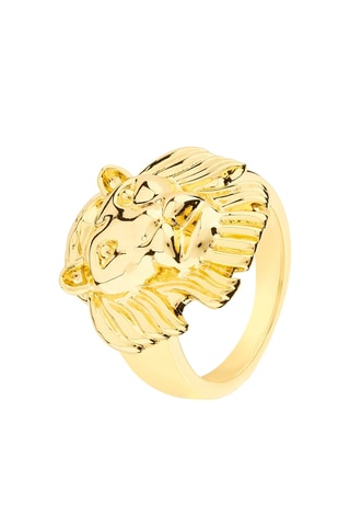 Anel Mighty Lioness - Banhado a ouro amarelo