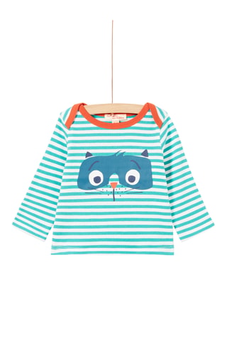T-shirt - Turquoise en Ecru