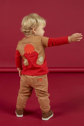 T-shirt - Rood en Camel