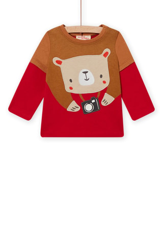 T-shirt - Rood en Camel