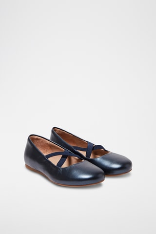 Leren Ballerina’s - Marineblauw