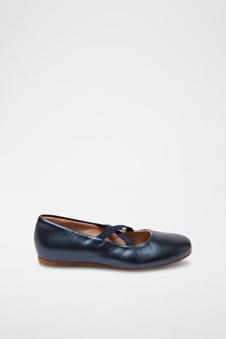 Leren Ballerina’s - Marineblauw