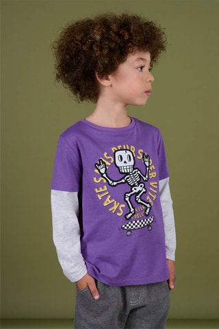 T-shirt Trompe-l’œil - Paars